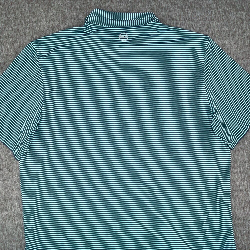 Vineyard Vines Large Golf Polo Sankaty Stripe Navy Teal Performance Stretch - Picture 11 of 13